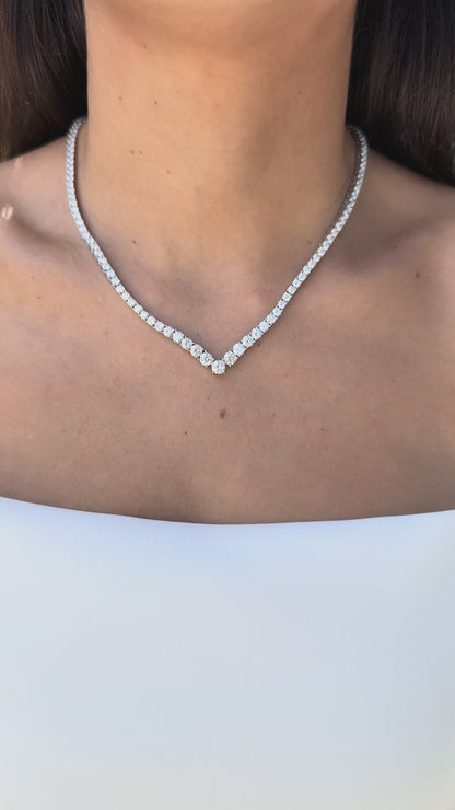 Graduated “V” Tennis Necklace