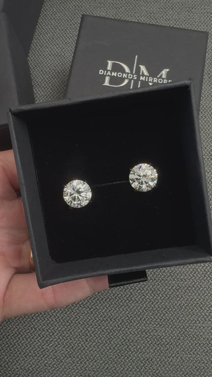 Martini Setting Round Solitaire Stud Earrings