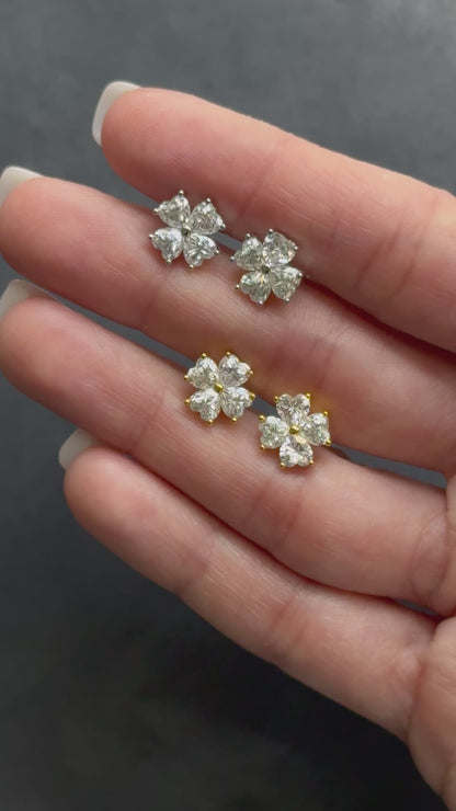 Heart-Cut Flower Stud Earrings
