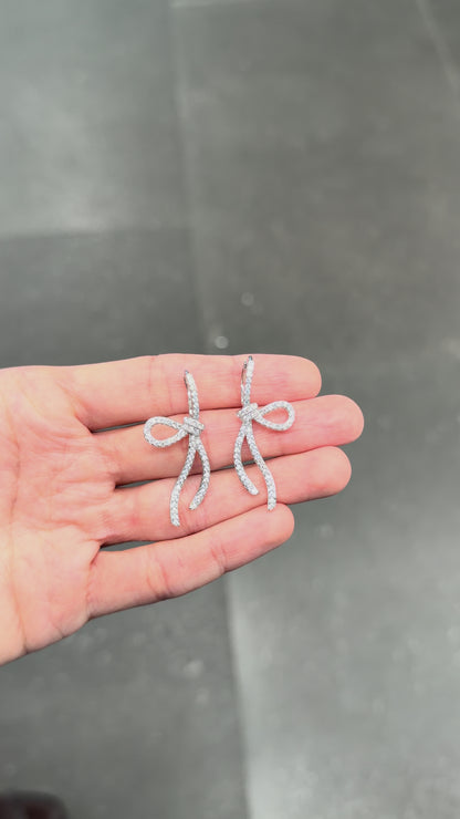 Pavé Bow Drop Earrings