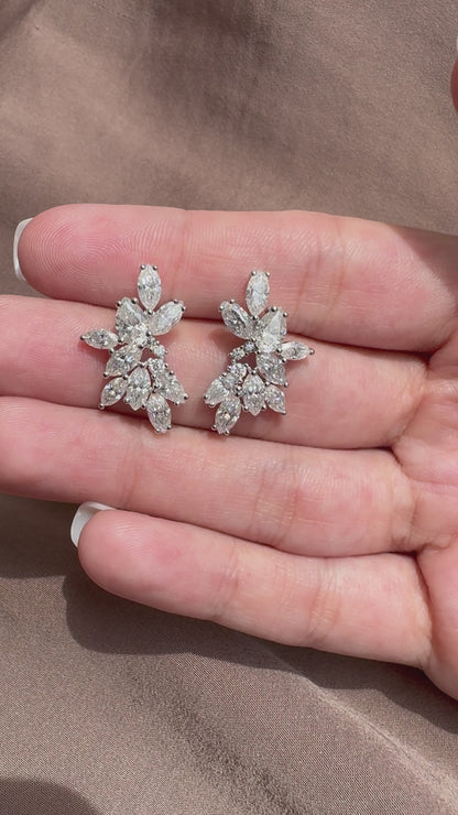 Pear and Marquise Cluster Earrings