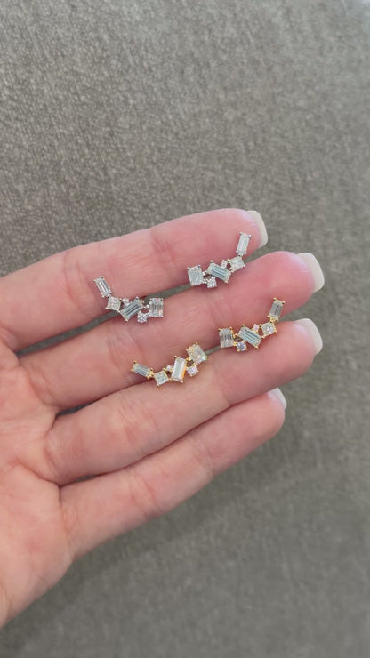 Mixed-Cut Climber Earrings