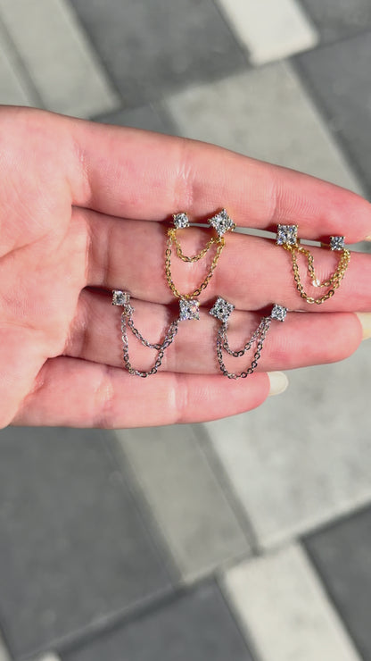 Clover Chain Stud Earrings