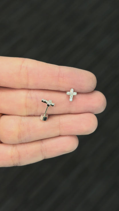 Mini cross stud earrings