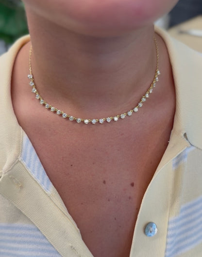 4mm Half 3-Prong Tennis Necklace