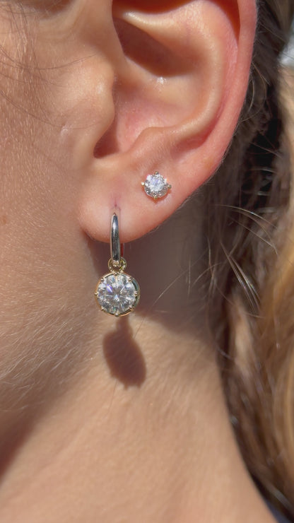 Two-Tone Charm Hoop Earrings