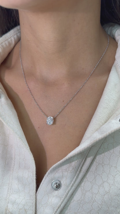 Oval Cut Solitaire Pendant  Necklace