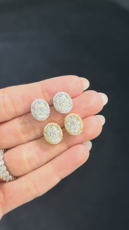 Oval Halo Stud Earrings