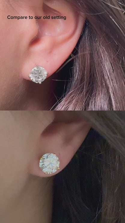 Martini Setting Round Solitaire Stud Earrings