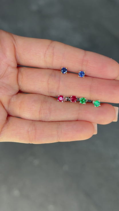 Lab Emerald Martini Stud Earrings