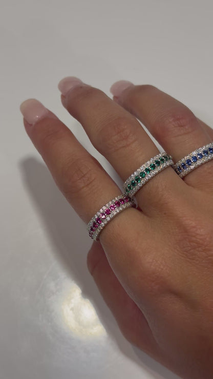 Lab Emerald/ Sapphire OR Ruby Eternity Ring