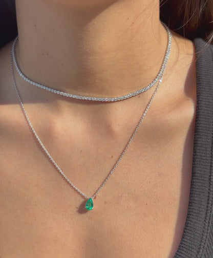 Pear Cut Emerald Necklace Pendant