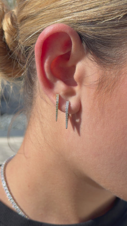 Elongated Pave Hoop Earrings