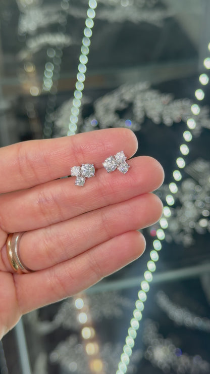 Three Stone Stud Earrings