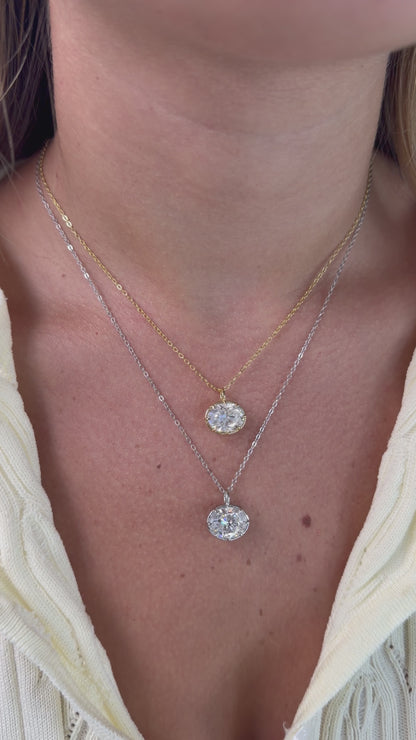5CT Oval chain  Solitaire Necklace