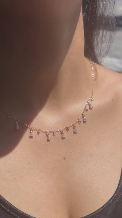 Pear & Round Drop Necklace