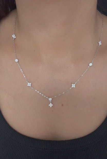 Clover Bezel Set Pendant Necklace