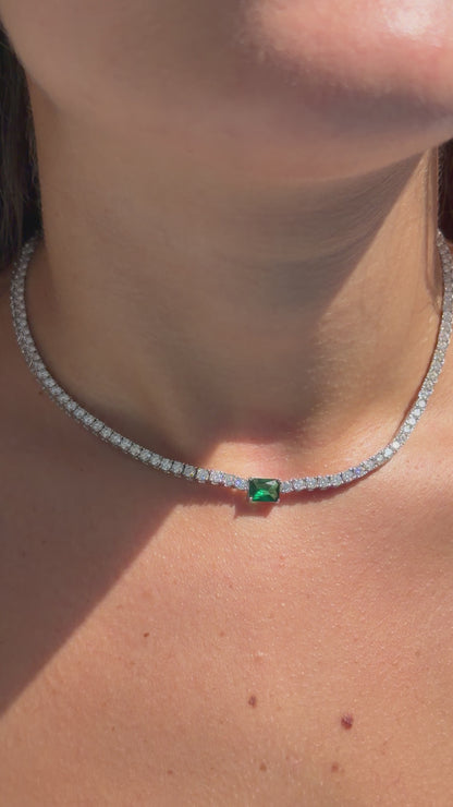 Emerald Center Tennis Necklace