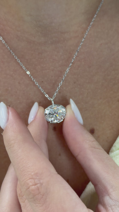 5CT Oval chain  Solitaire Necklace