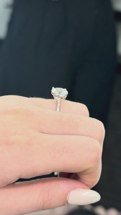 3CT Oval Cut Engagement Ring with Pavé Band