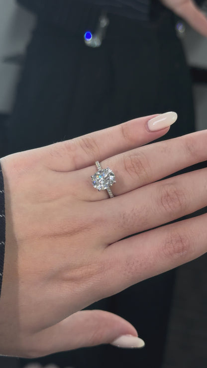 3CT Oval Cut Engagement Ring with Pavé Band
