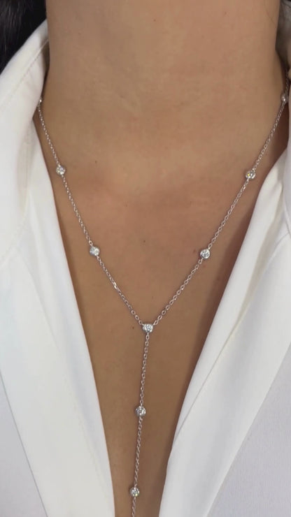 Bezel Set Long Necklace