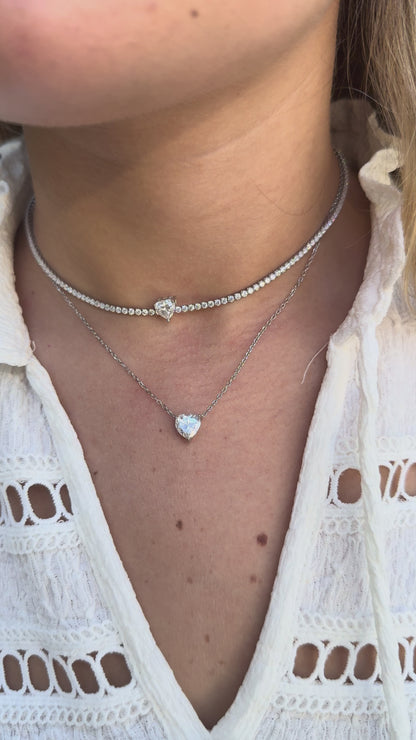 Heart Tennis Choker Necklace