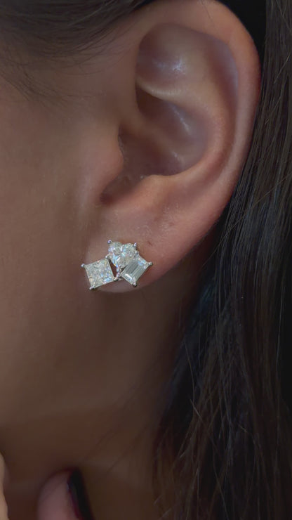 Triple Cut Stud Earrings