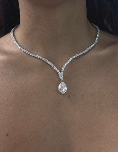 Pear Drop Tennis Necklace