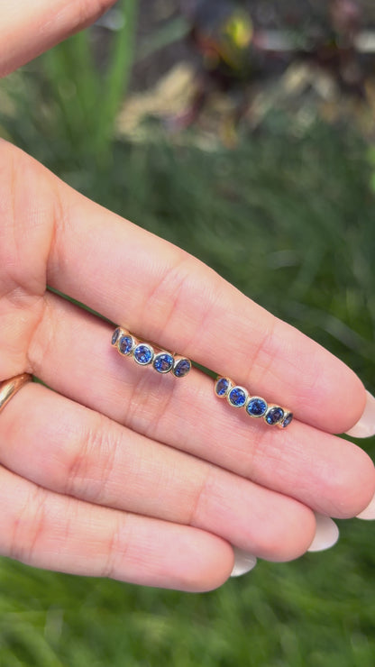 Sapphire Bezel Hoop Earrings
