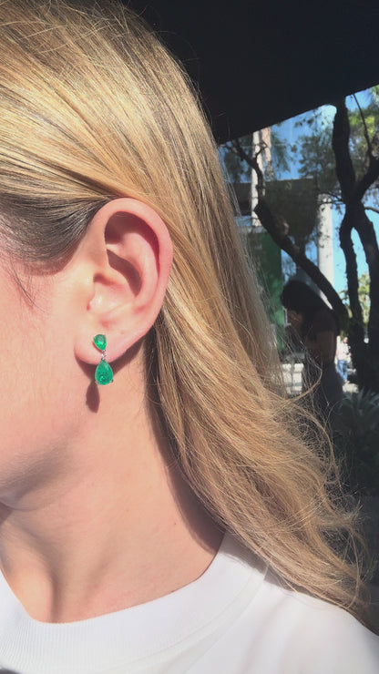 Emerald Double drop earrings