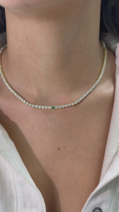 Emerald Bezel Set Necklace